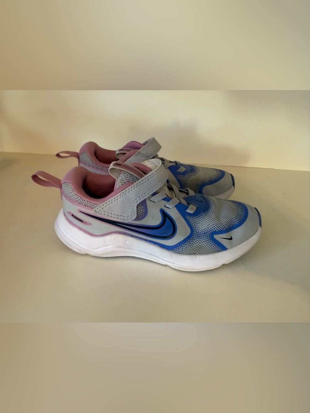 Nike Kids Blue, Pink & Gray Hook-and-Loop Running Sneakers
